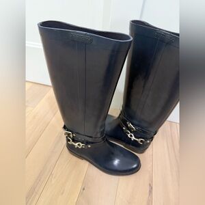Coach navy rubber boots